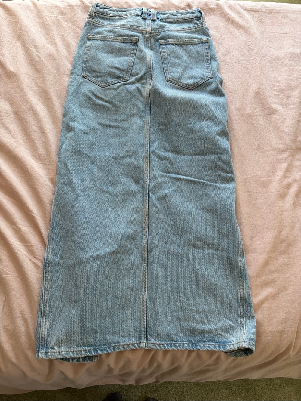 Mango Light Blue Denim Maxi Skirt with Front Slit - Picture 3 of 3